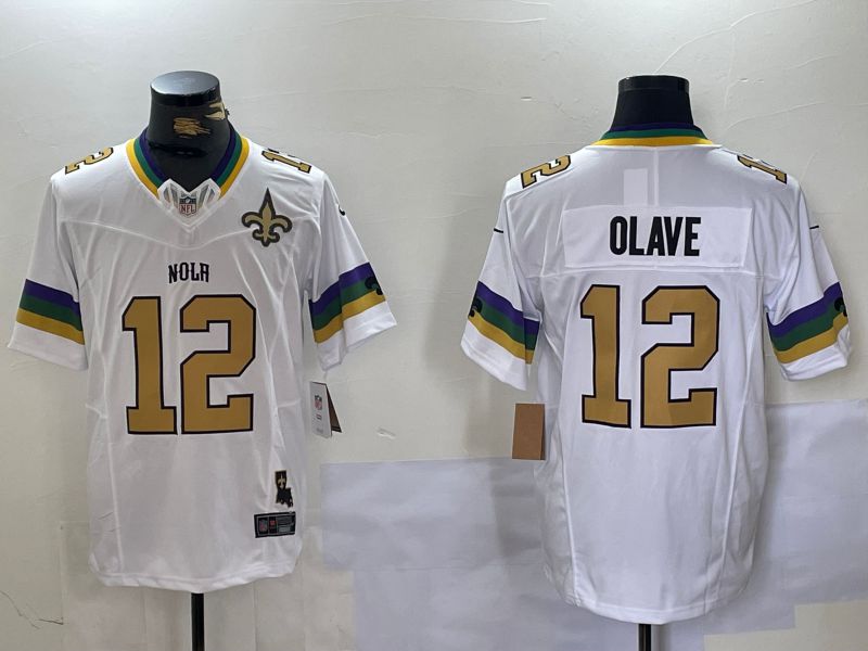 Men New Orleans Saints #12 Olave White Three generations 2024 Nike Vapor Limited NFL Jersey style 3